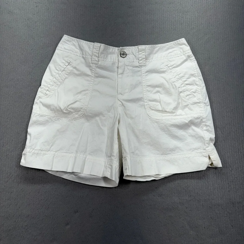 Eddie Bauer Rip Stop Shorts Womens 6 White Mid Rise Outdoor Casual